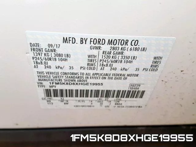 1FM5K8D8XHGE19955 фото 2