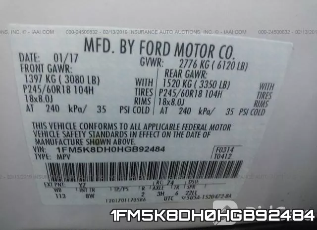 1FM5K8DH0HGB92484 фото 10