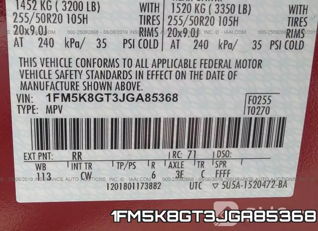 1FM5K8GT3JGA85368 фото 10