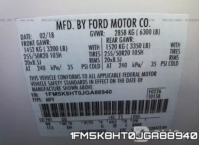 1FM5K8HT0JGA88940 фото 9