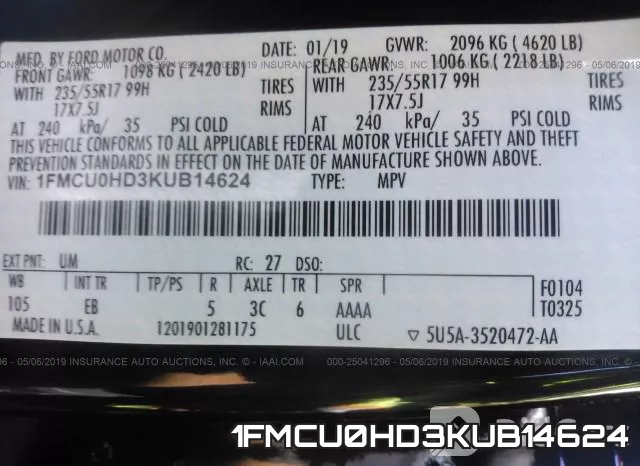 1FMCU0HD3KUB14624 фото 10