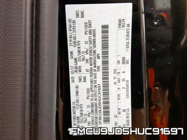 1FMCU9JD5HUC91697 фото 2