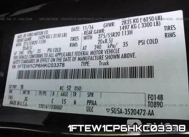 1FTEW1CP6HKC03378 фото 10