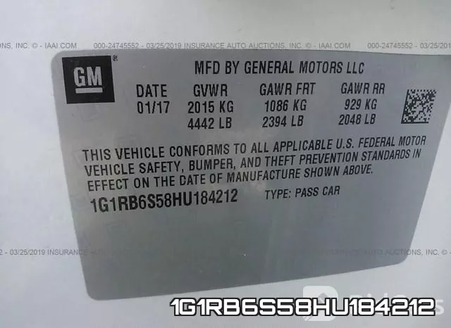 1G1RB6S58HU184212 фото 10