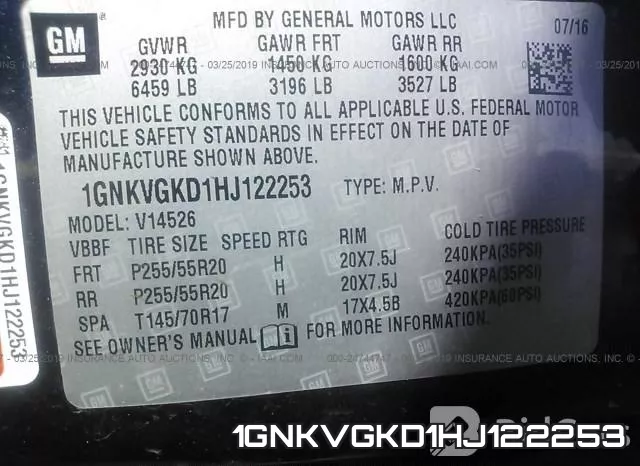 1GNKVGKD1HJ122253 фото 10
