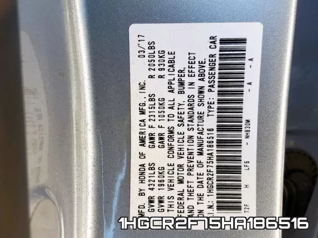 1HGCR2F75HA186516 фото 2