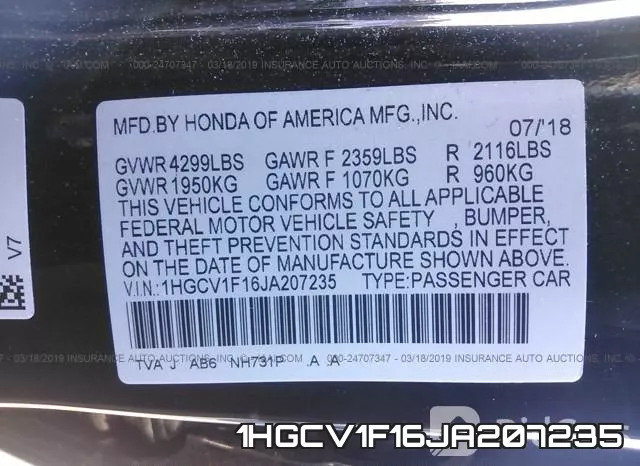 1HGCV1F16JA207235 фото 10