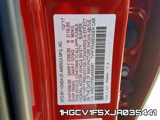 1HGCV1F5XJA035441 фото 2