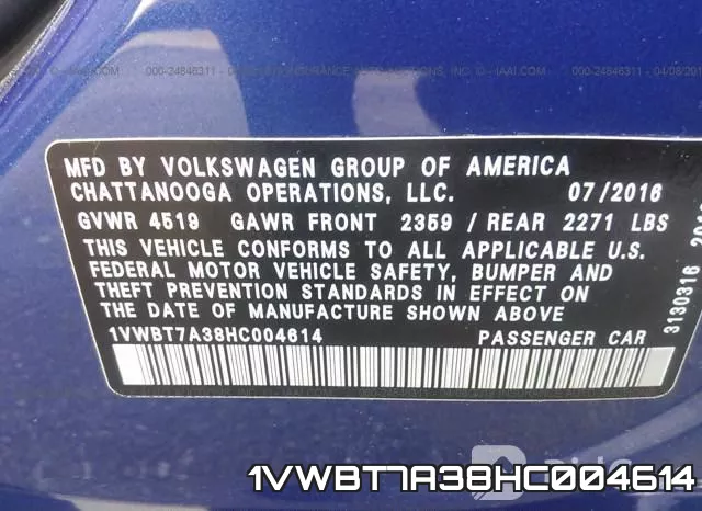 1VWBT7A38HC004614 фото 10