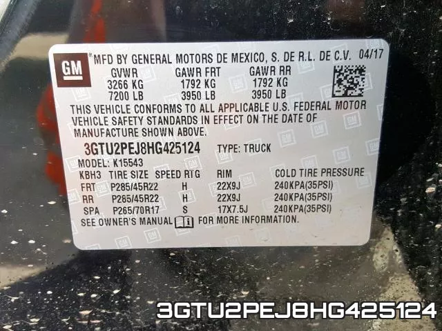 3GTU2PEJ8HG425124 фото 2