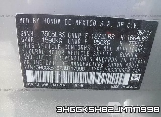 3HGGK5H82JM717998 фото 9