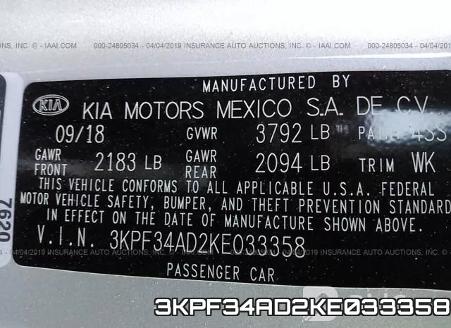 3KPF34AD2KE033358 фото 9