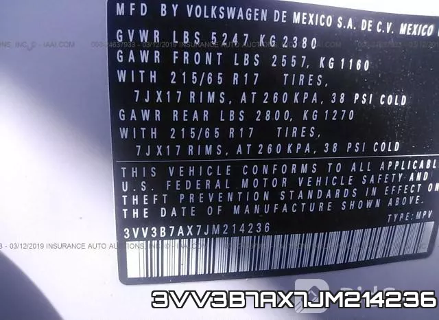 3VV3B7AX7JM214236 фото 10