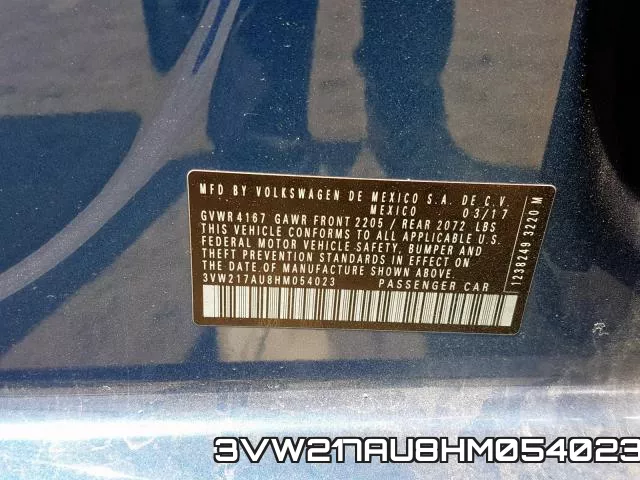 3VW217AU8HM054023 фото 2