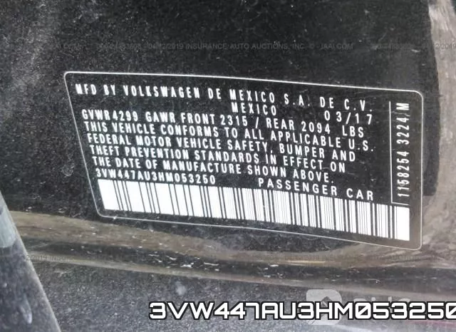 3VW447AU3HM053250 фото 10