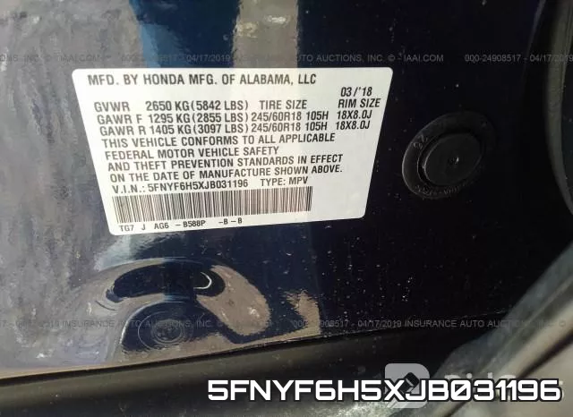 5FNYF6H5XJB031196 фото 10