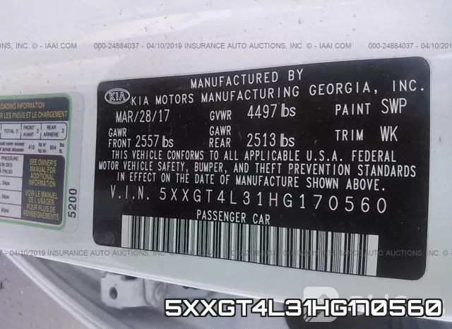 5XXGT4L31HG170560 фото 10
