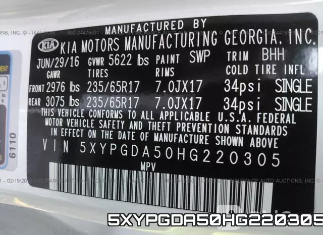 5XYPGDA50HG220305 фото 10