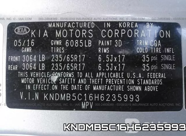 KNDMB5C16H6235993 фото 10