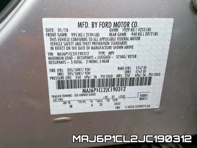 MAJ6P1CL2JC190312 фото 2
