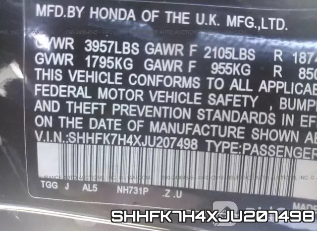 SHHFK7H4XJU207498 фото 10