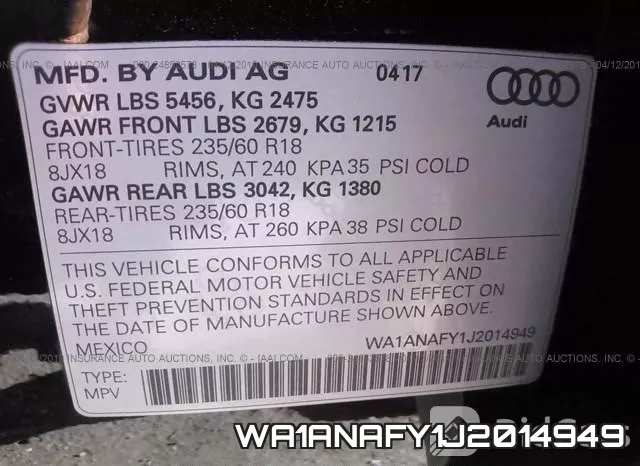 WA1ANAFY1J2014949 фото 10