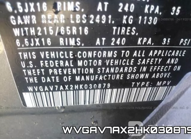 WVGAV7AX2HK030879 фото 10