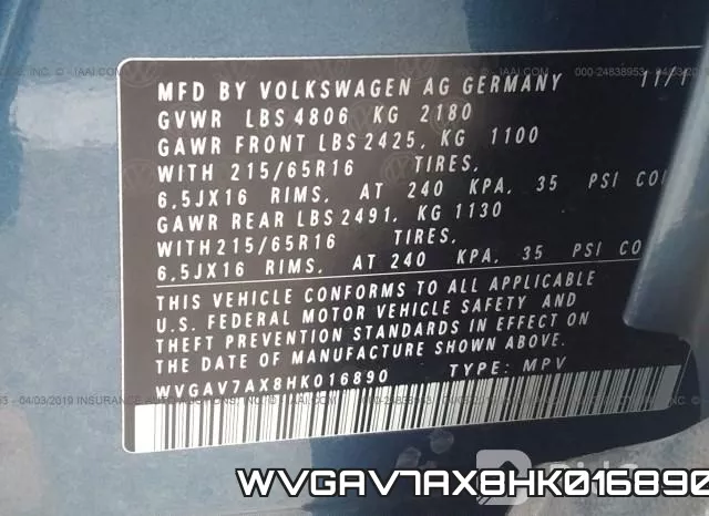 WVGAV7AX8HK016890 фото 10
