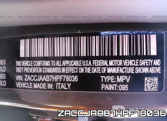 ZACCJAAB7HPF78036 фото 10