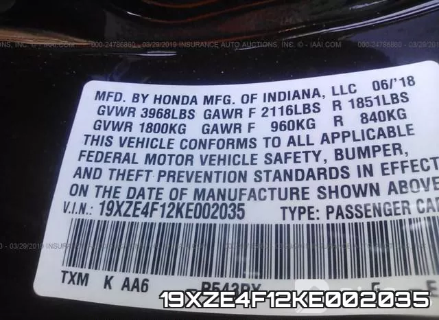 19XZE4F12KE002035 фото 10