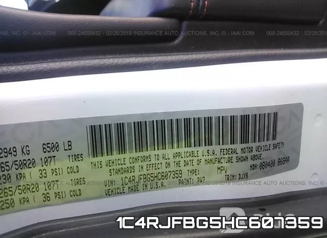 1C4RJFBG5HC607359 фото 10