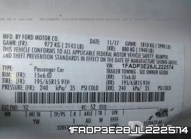 1FADP3E28JL222574 фото 10