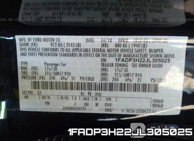 1FADP3H22JL305025 фото 10