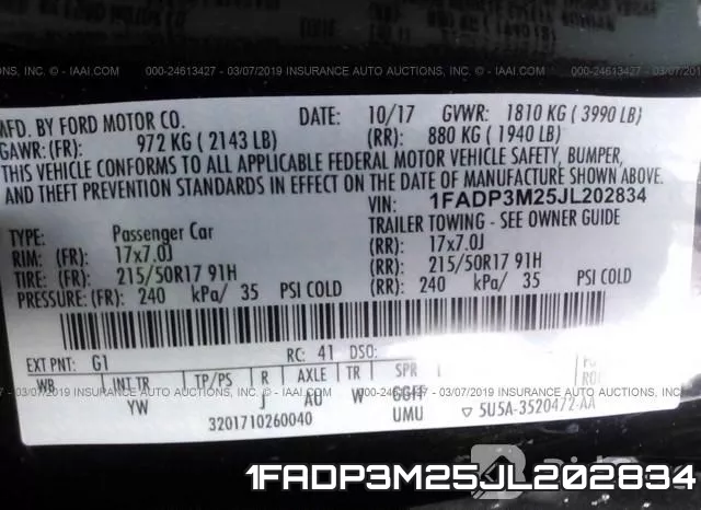 1FADP3M25JL202834 фото 10