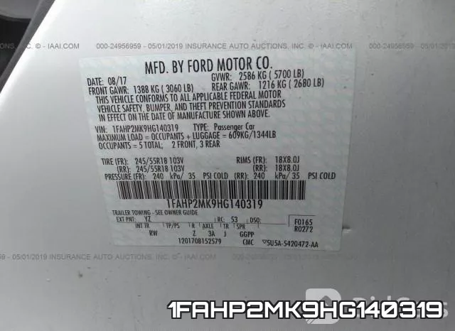 1FAHP2MK9HG140319 фото 10