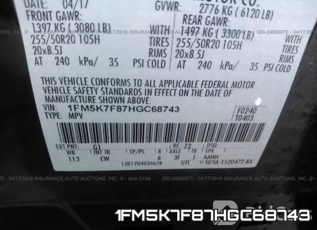 1FM5K7F87HGC68743 фото 10