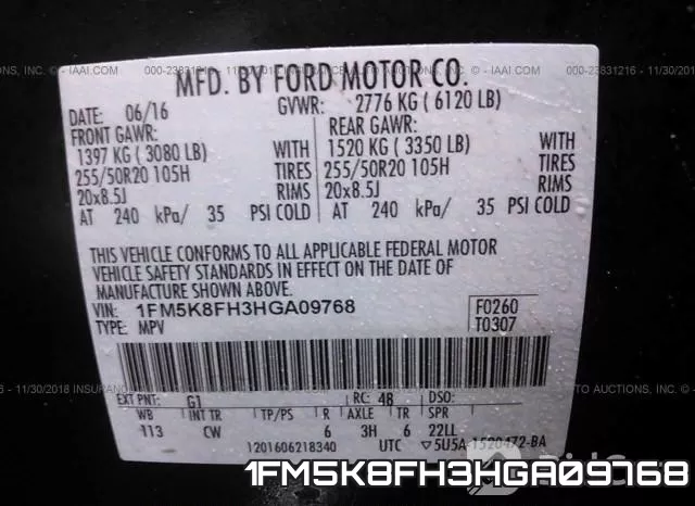 1FM5K8FH3HGA09768 фото 10