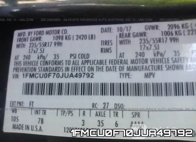 1FMCU0F70JUA49792 фото 10