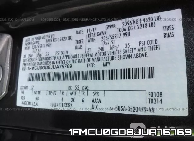 1FMCU0GD8JUA75769 фото 10