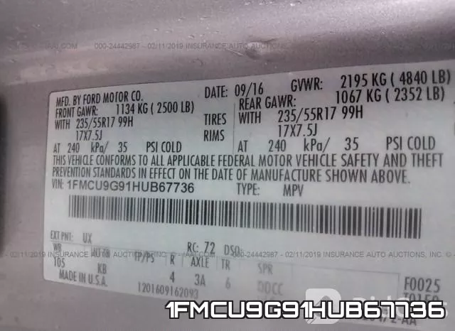 1FMCU9G91HUB67736 фото 10