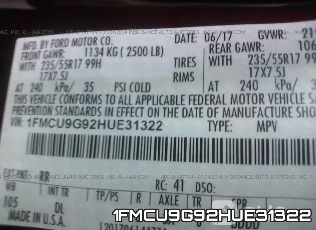 1FMCU9G92HUE31322 фото 10