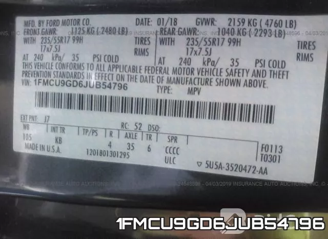 1FMCU9GD6JUB54796 фото 10