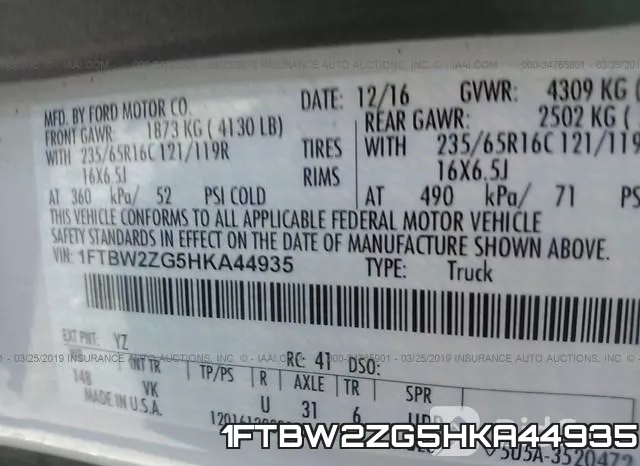 1FTBW2ZG5HKA44935 фото 10
