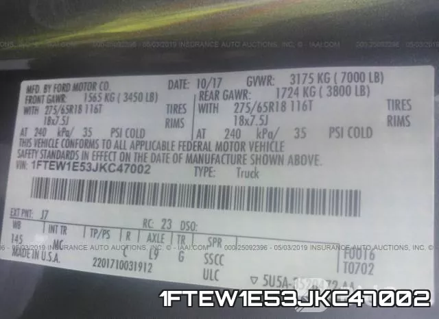 1FTEW1E53JKC47002 фото 10