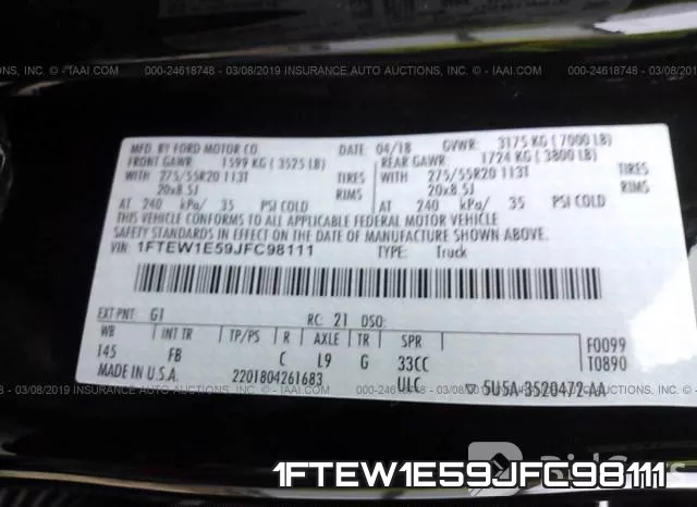 1FTEW1E59JFC98111 фото 10