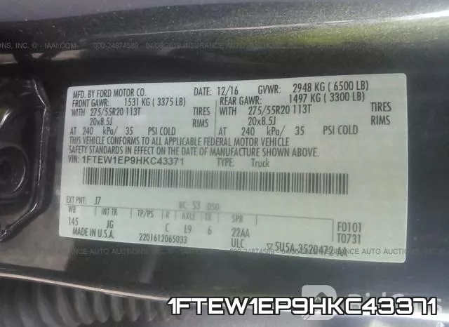1FTEW1EP9HKC43371 фото 10