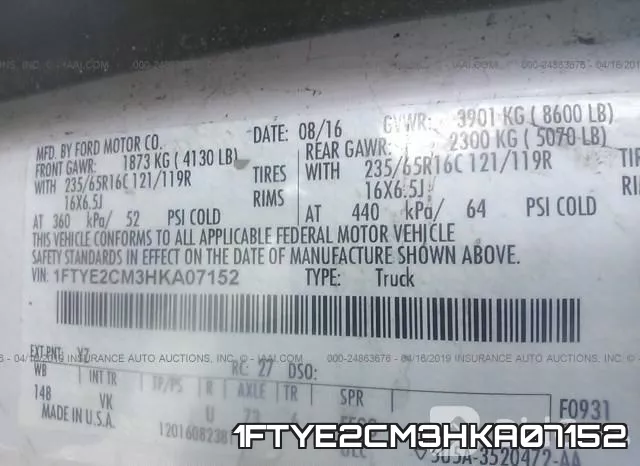 1FTYE2CM3HKA07152 фото 10