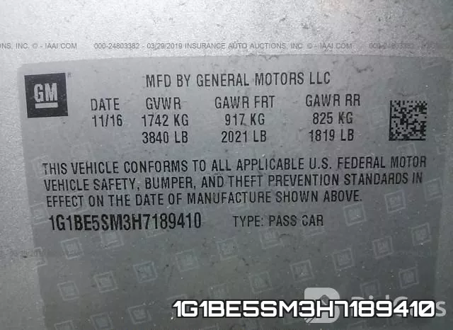 1G1BE5SM3H7189410 фото 10