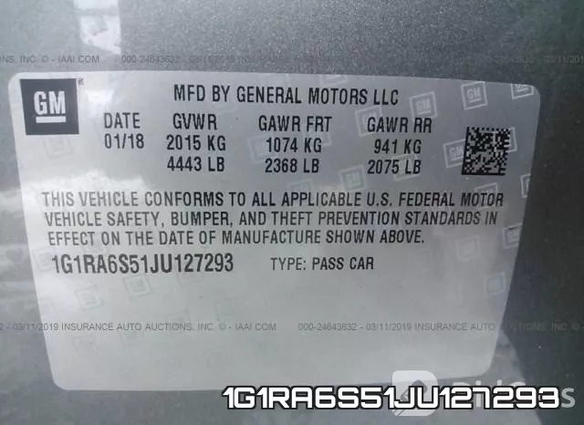 1G1RA6S51JU127293 фото 9