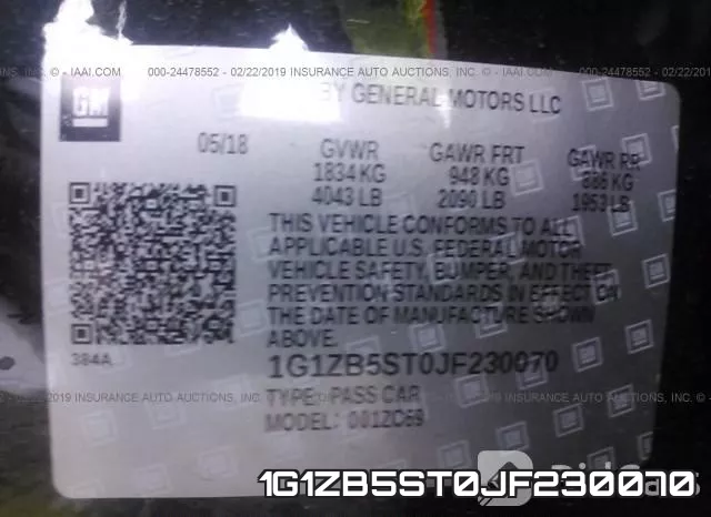 1G1ZB5ST0JF230070 фото 10